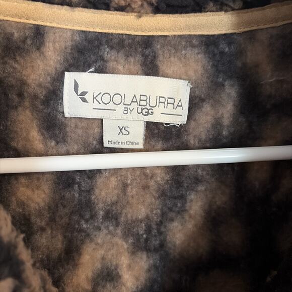 Koolaburra By Ugg Women's Leopard Fleece 1/4 Zip XS Teddy Bear Cozy Warm Winter - Picture 2 of 12
